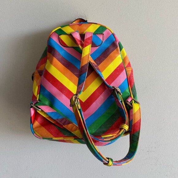 Tropea Women Faux Leather Rainbow Design Backpack Multi Color 10x6 - Picture 12 of 13